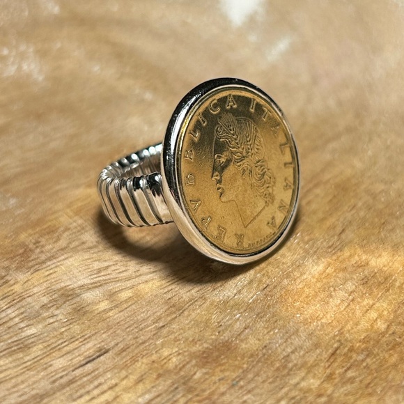 *SOLD* Italian Lira Coin 925 Sterling Silver Ring - Picture 3 of 16
